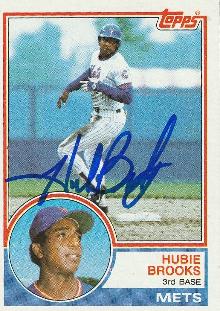 HUBIE BROOKS NEW YORK METS  SIGNED 1983 TOPPS CARD #134