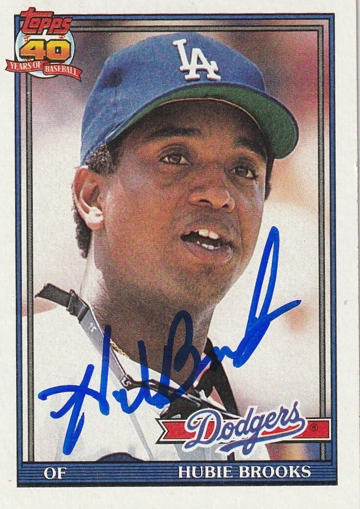 HUBIE BROOKS LOS ANGELES DODGERS  SIGNED 1991 TOPPS CARD #115