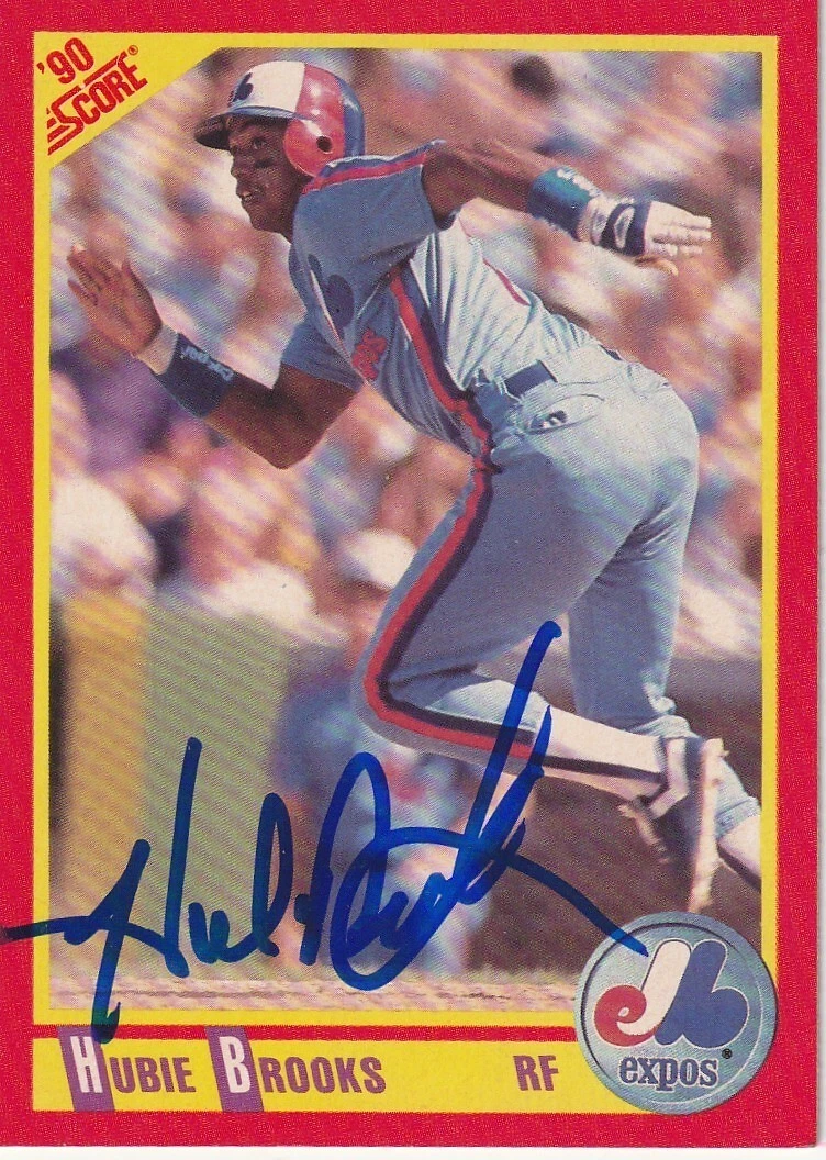 HUBIE BROOKS MONTREAL EXPOS  SIGNED 1990 SCORE CARD #299