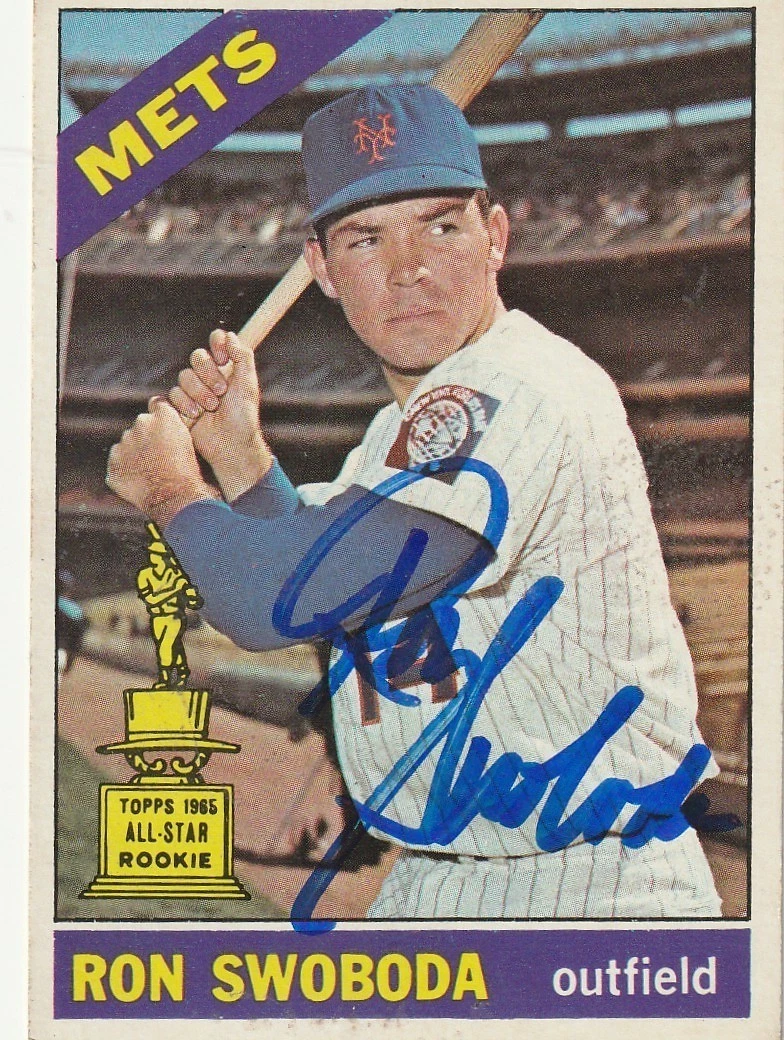 RON SWOBODA NEW YORK METS  SIGNED 1966 TOPPS CARD #35
