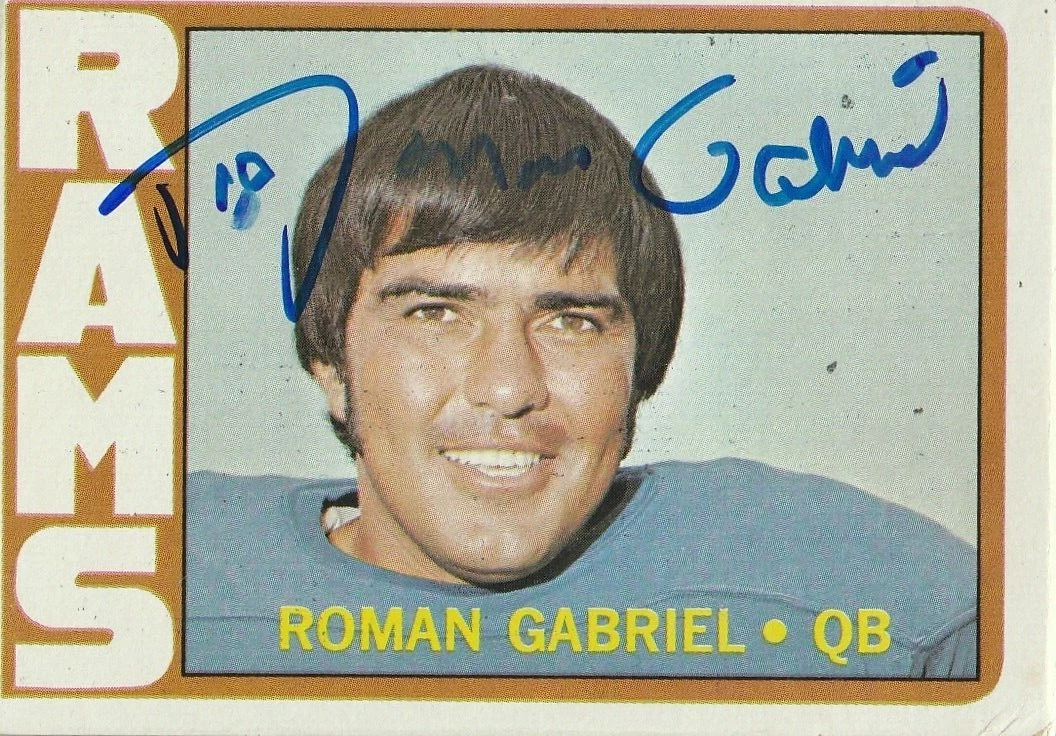 ROMAN GABRIEL LOS ANGELES RAMS  SIGNED 1972 TOPPS CARD #40