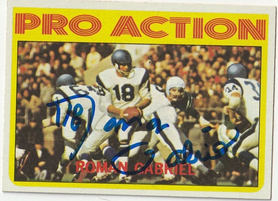 ROMAN GABRIEL LOS ANGELES RAMS  SIGNED 1972 TOPPS CARD #128