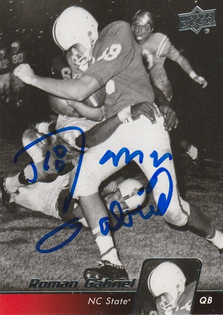 ROMAN GABRIEL NC STATE WOLFPACK   SIGNED 2011 UPPER DECK LEGENDS CARD #8