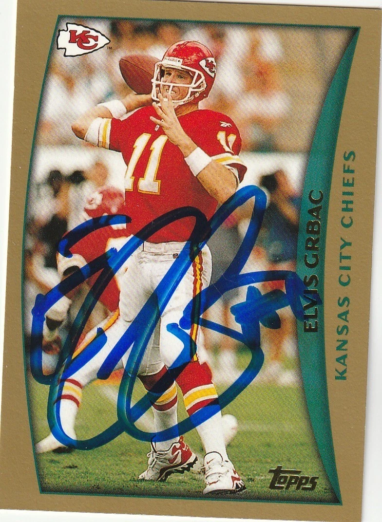 ELVIS GRBAC KANSAS CITY CHIEFS  SIGNED 1998 TOPPS CARD #177