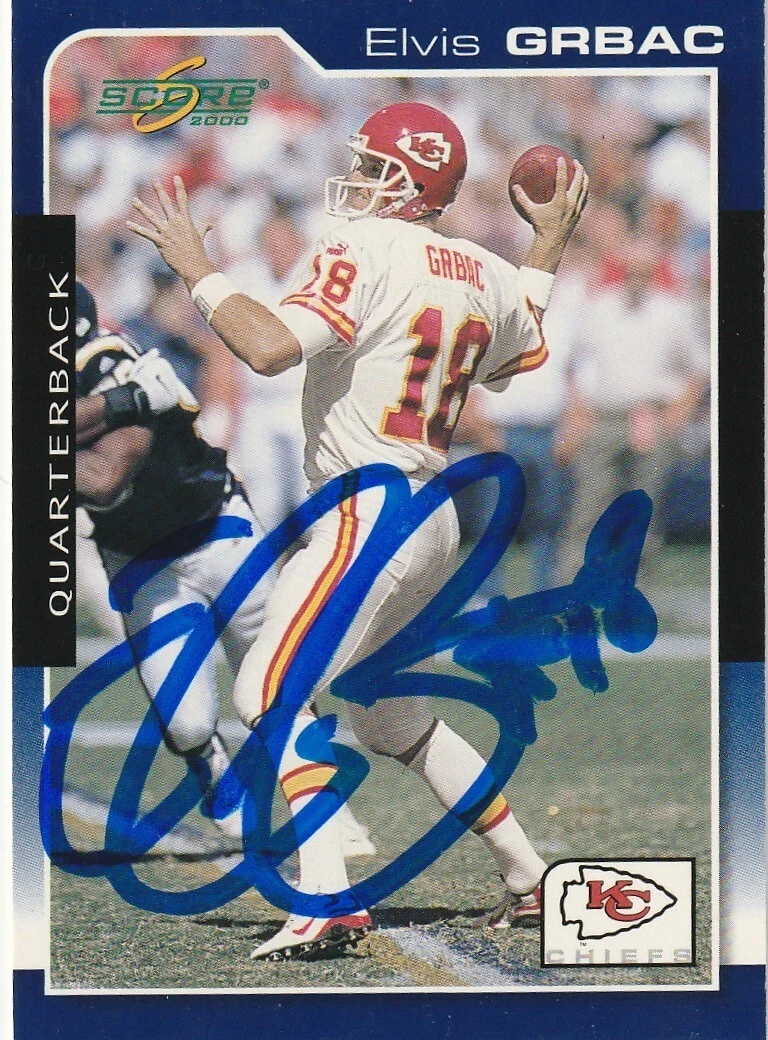 ELVIS GRBAC KANSAS CITY CHIEFS  SIGNED 2000 SCORE CARD #90