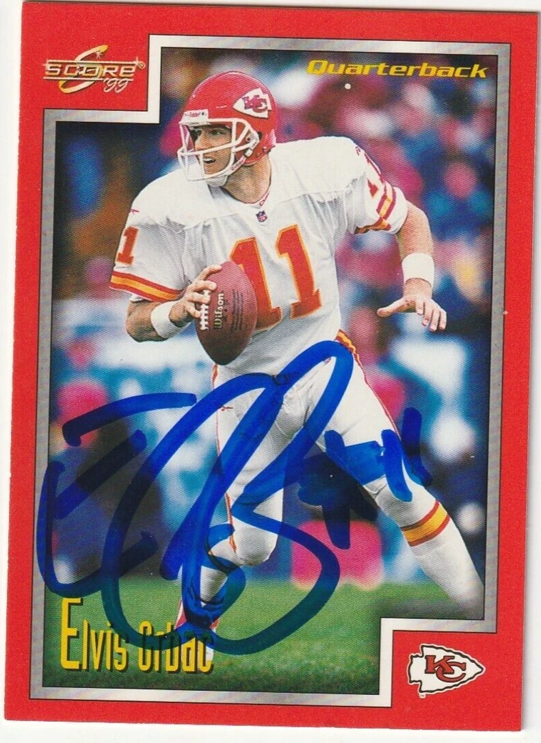 ELVIS GRBAC KANSAS CITY CHIEFS  SIGNED 1999 SCORE CARD #200