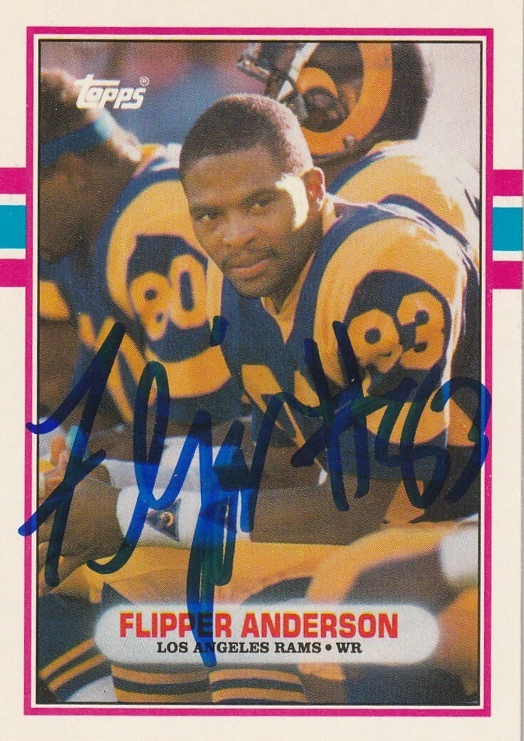 FLIPPER ANDERSON  LOS ANGELES RAMS  SIGNED 1989 TOPPS TRADED CARD #14T