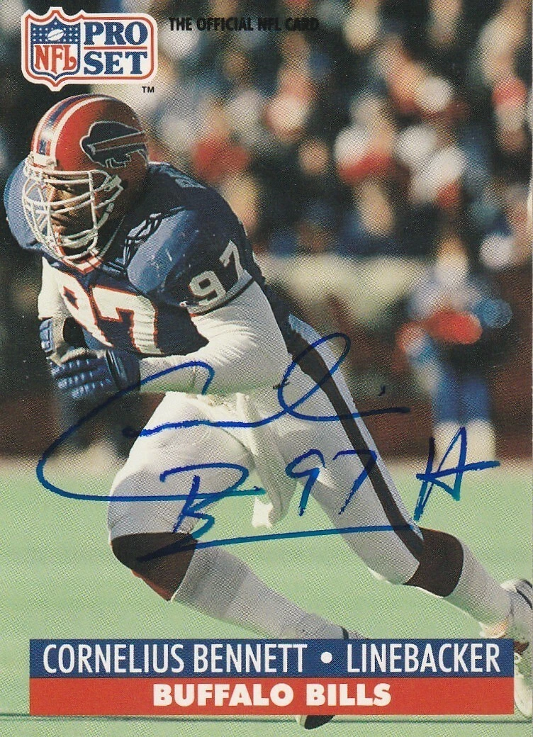 CORNELIUS BENNETT BUFFALO BILLS  SIGNED 1991 PRO SET CARD #74