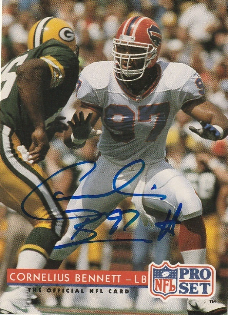 CORNELIUS BENNETT BUFFALO BILLS  SIGNED 1992 PRO SET CARD #92