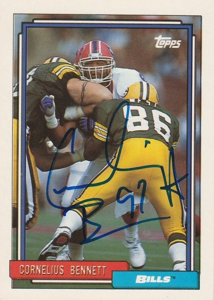 CORNELIUS BENNETT BUFFALO BILLS  SIGNED 1992 TOPPS CARD #91