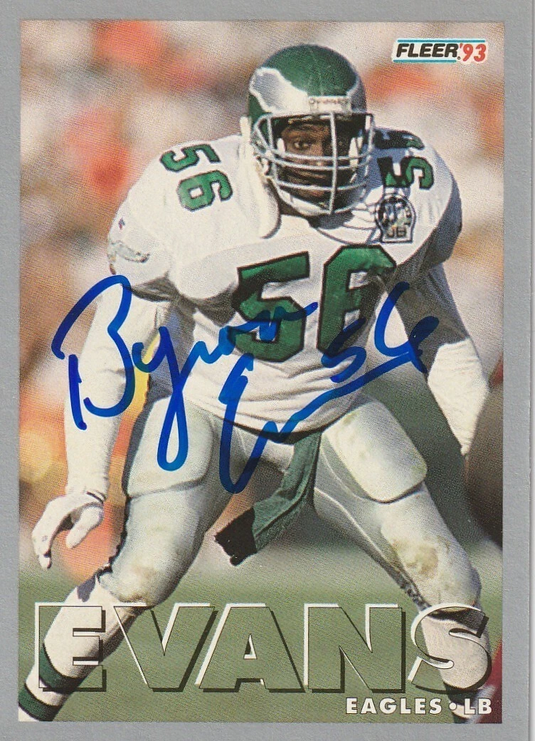 BYRON EVANS PHILADELPHIA EAGLES  SIGNED 1993 FLEER CARD #224