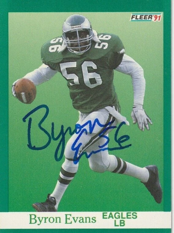 BYRON EVANS PHILADELPHIA EAGLES  SIGNED 1991 FLEER CARD #327