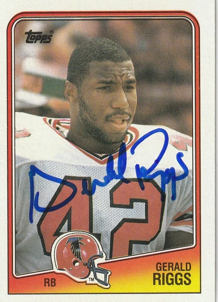 GERALD RIGGS  ATLANTA FALCONS   SIGNED 1988 TOPPS CARD #385