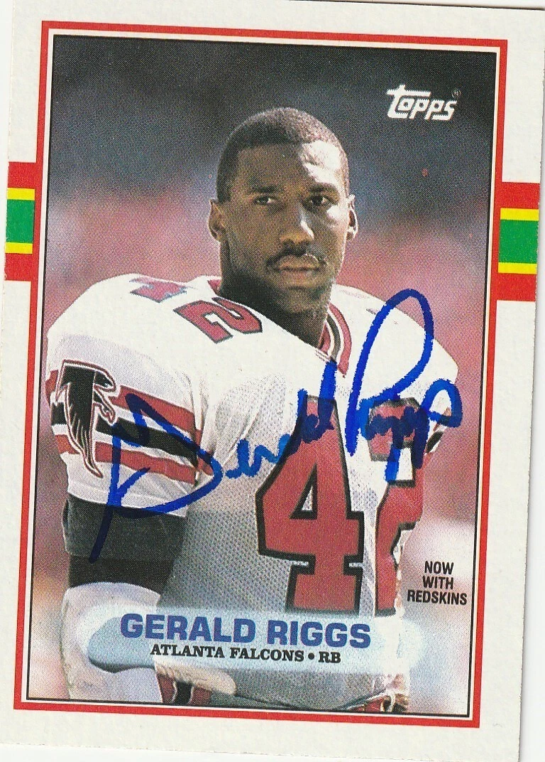 GERALD RIGGS  ATLANTA FALCONS   SIGNED 1989 TOPPS CARD #342