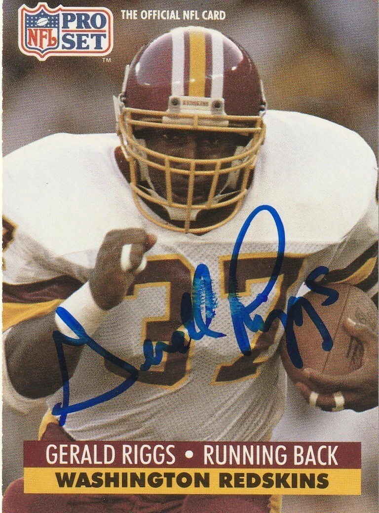 GERALD RIGGS  WASHINGTON REDSKINS   SIGNED 1991 PRO SET CARD #683