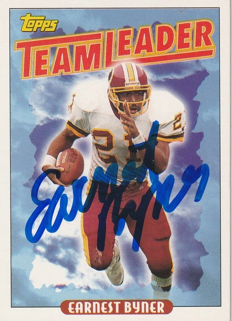 EARNEST BYNER WASHINGTON REDSKINS  SIGNED 1993 TOPPS CARD #184