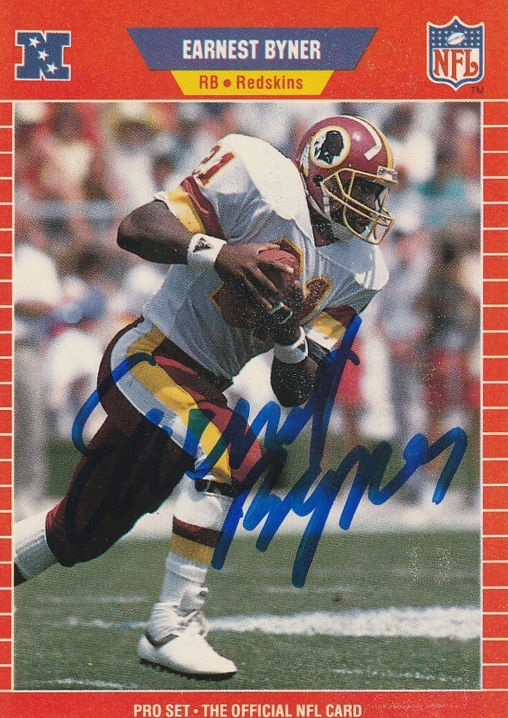 EARNEST BYNER WASHINGTON REDSKINS  SIGNED 1989 PRO SET CARD #480