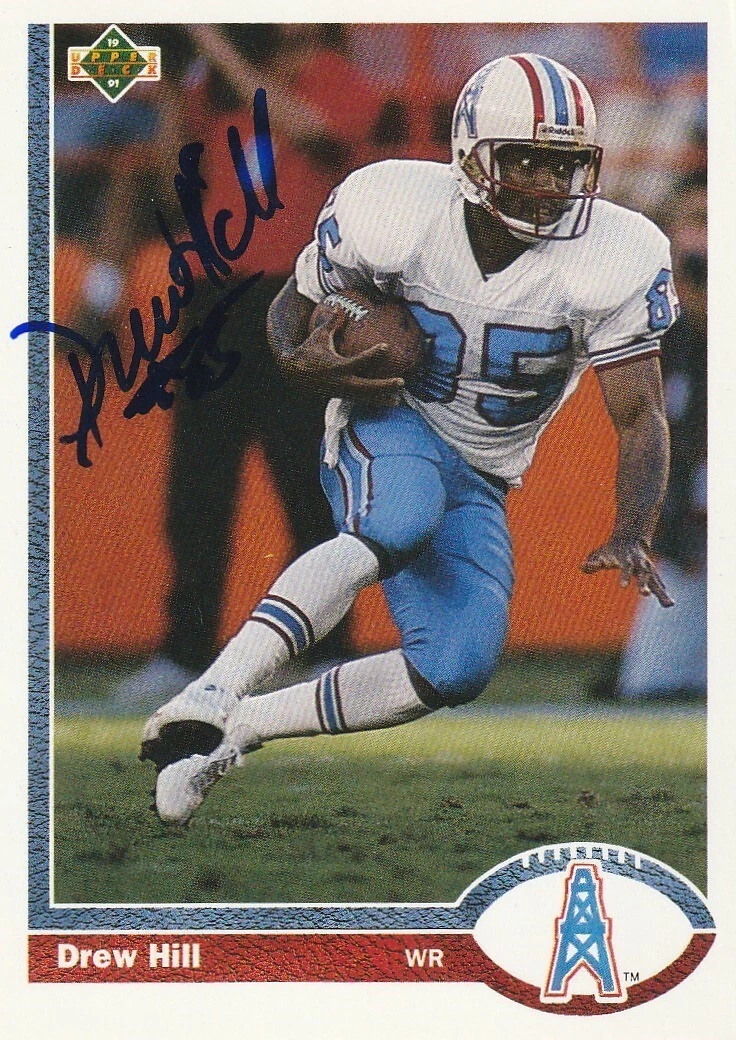 DREW HILL HOUSTON OILERS  SIGNED 1991 UPPER DECK CARD #260