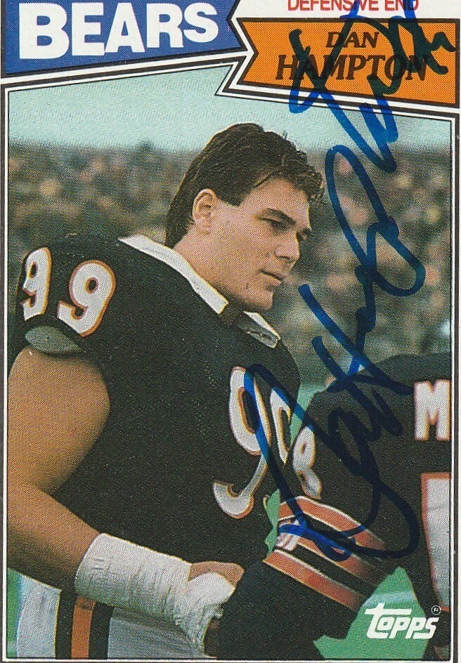 DAN HAMPTON CHICAGO BEARS SIGNED 1987 TOPPS CARD #53
