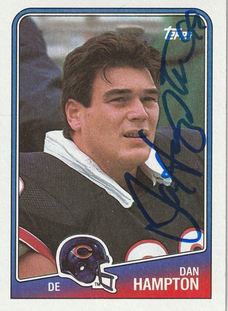 DAN HAMPTON CHICAGO BEARS SIGNED 1988 TOPPS CARD #83