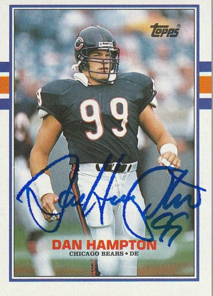 DAN HAMPTON CHICAGO BEARS SIGNED 1989 TOPPS CARD #66
