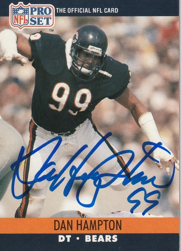 DAN HAMPTON CHICAGO BEARS SIGNED 1990 PRO SET CARD #449