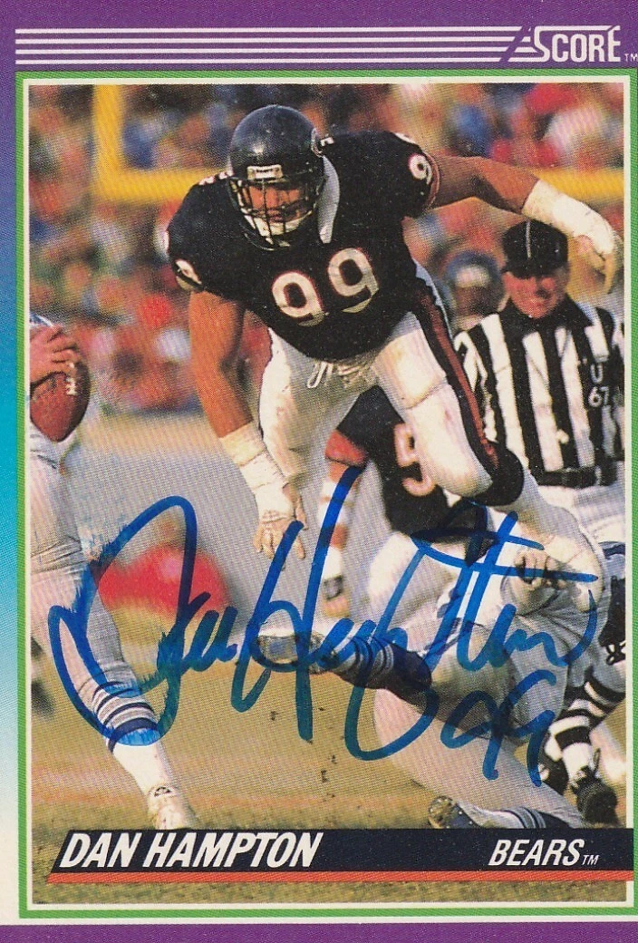 DAN HAMPTON CHICAGO BEARS SIGNED 1990 SCORE CARD #201