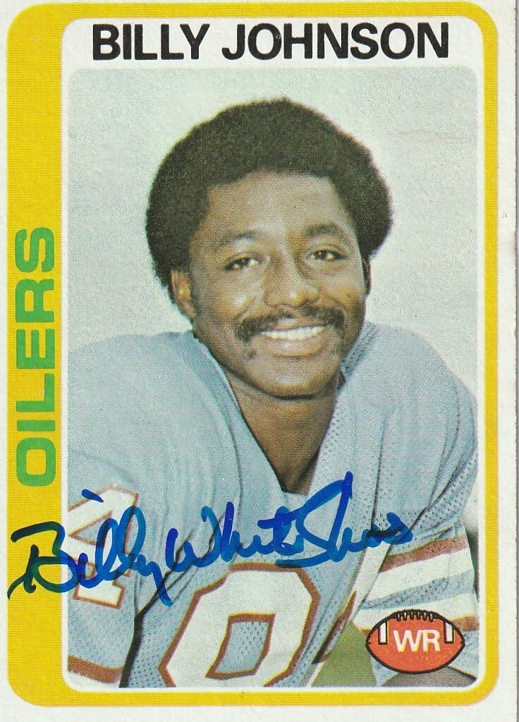 BILLY WHITESHOES JOHNSON HOUSTON OILERS  SIGNED 1978 TOPPS CARD #390