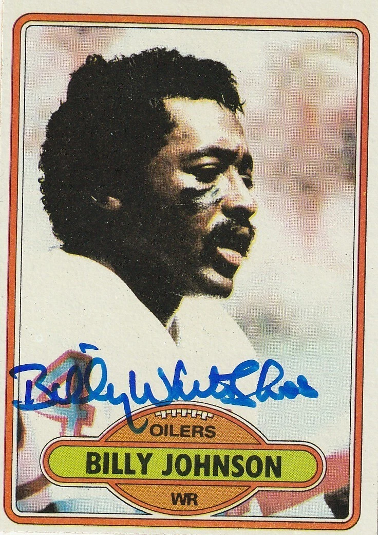 BILLY WHITESHOES JOHNSON HOUSTON OILERS SIGNED 1980 TOPPS CARD #58