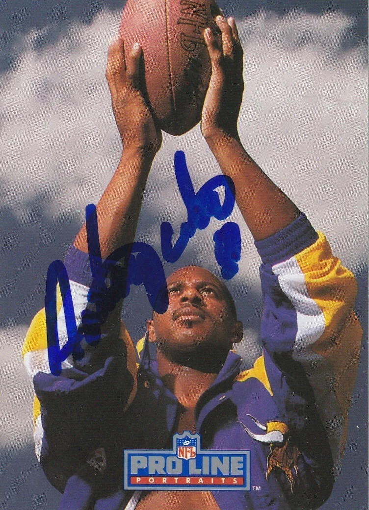 ANTHONY CARTER MINNESOTA VIKINGS  SIGNED 1991 PRO LINE PORTRAITS CARD #297