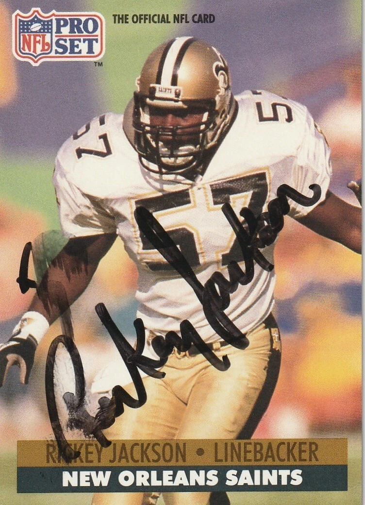 RICKEY JACKSON NEW ORLEANS SAINTS  SIGNED 1991 PRO SET CARD #590