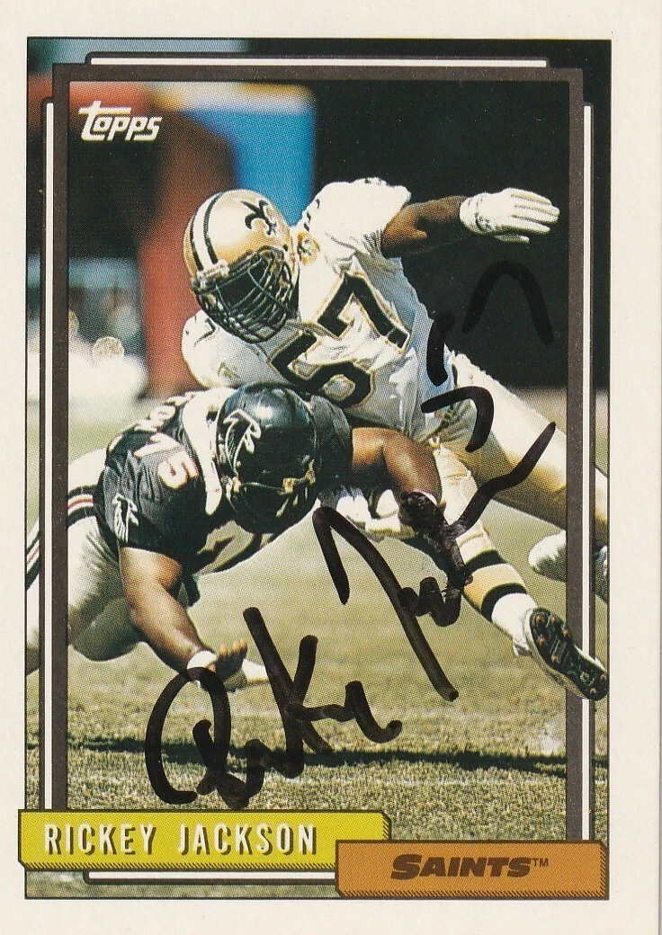 RICKEY JACKSON NEW ORLEANS SAINTS  SIGNED 1992 TOPPS CARD #155