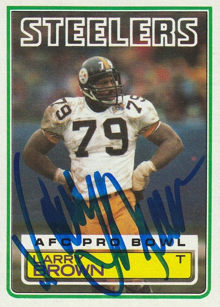 LARRY BROWN PITTSBURGH STEELERS  SIGNED 1983 TOPPS CARD #359