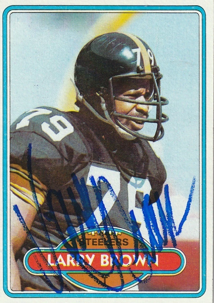 LARRY BROWN PITTSBURGH STEELERS  SIGNED 1980 TOPPS CARD #236