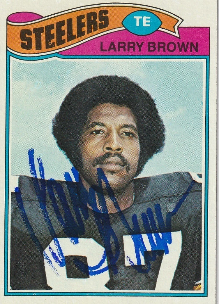 LARRY BROWN PITTSBURGH STEELERS  SIGNED 1977 TOPPS CARD #51
