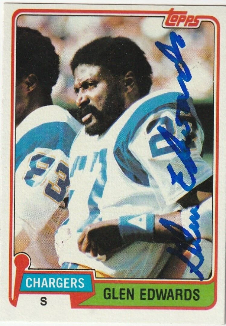GLEN EDWARDS  SAN DIEGO CHARGERS  SIGNED 1981 TOPPS CARD #418