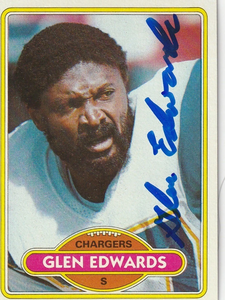 GLEN EDWARDS  SAN DIEGO CHARGERS  SIGNED 1980 TOPPS CARD #88