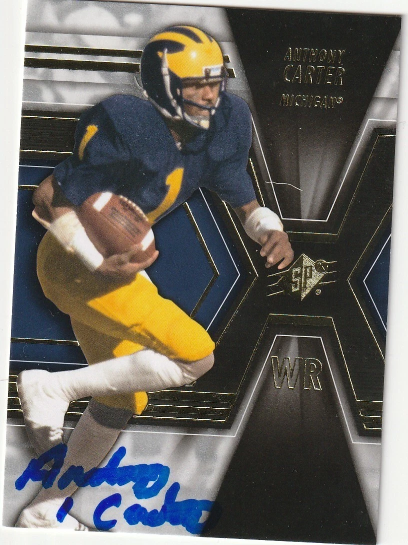 ANTHONY CARTER MICHIGAN WOLVERINES  SIGNED 2014 UPPER DECK SP CARD #9