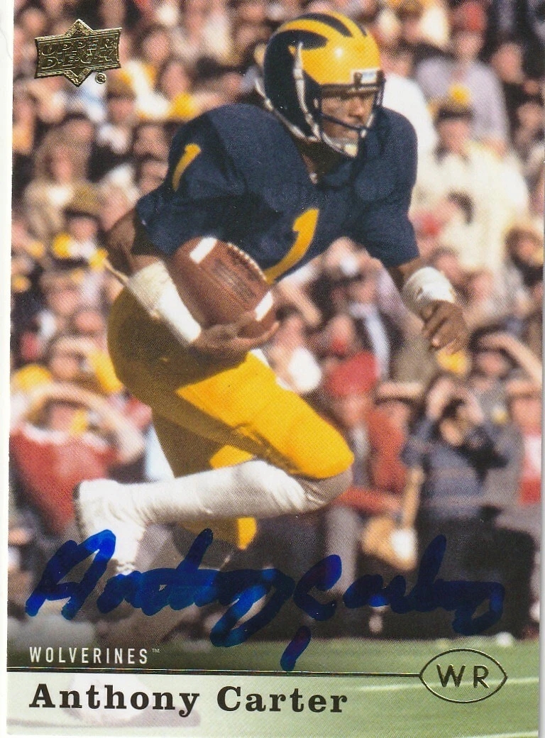 ANTHONY CARTER MICHIGAN WOLVERINES  SIGNED 2013 UPPER DECK CARD #9
