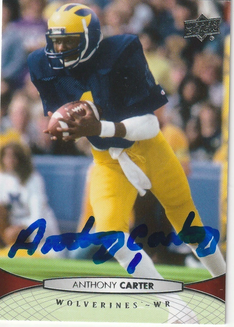 ANTHONY CARTER MICHIGAN WOLVERINES  SIGNED 2012 UPPER DECK CARD #4
