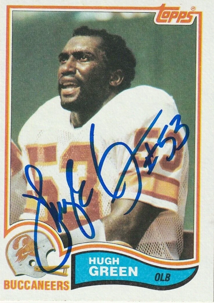 HUGH GREEN TAMPA BAY BUCCANEERS  SIGNED 1982 TOPPS ROOKIE CARD #500