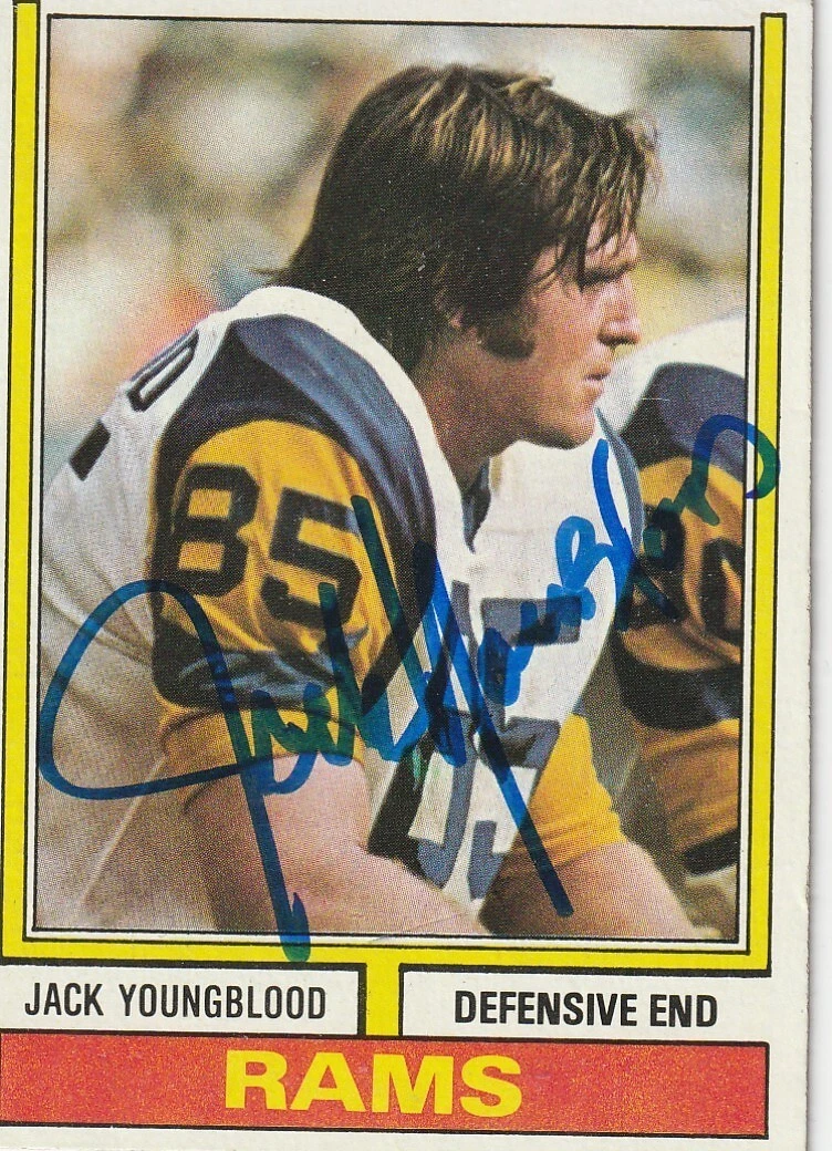 JACK YOUNGBLOOD LOS ANGELES RAMS  SIGNED 1974 TOPPS CARD #509