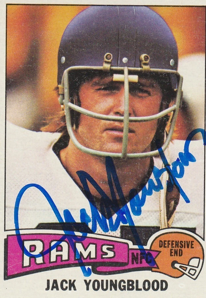 JACK YOUNGBLOOD LOS ANGELES RAMS  SIGNED 1975 TOPPS CARD #60