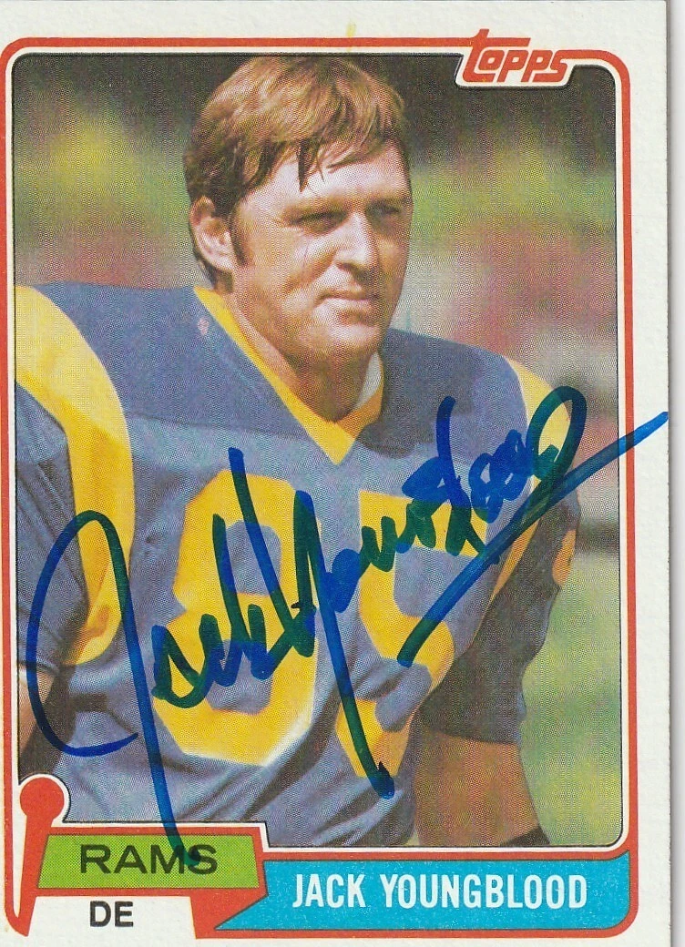 JACK YOUNGBLOOD LOS ANGELES RAMS  SIGNED 1981 TOPPS CARD #205