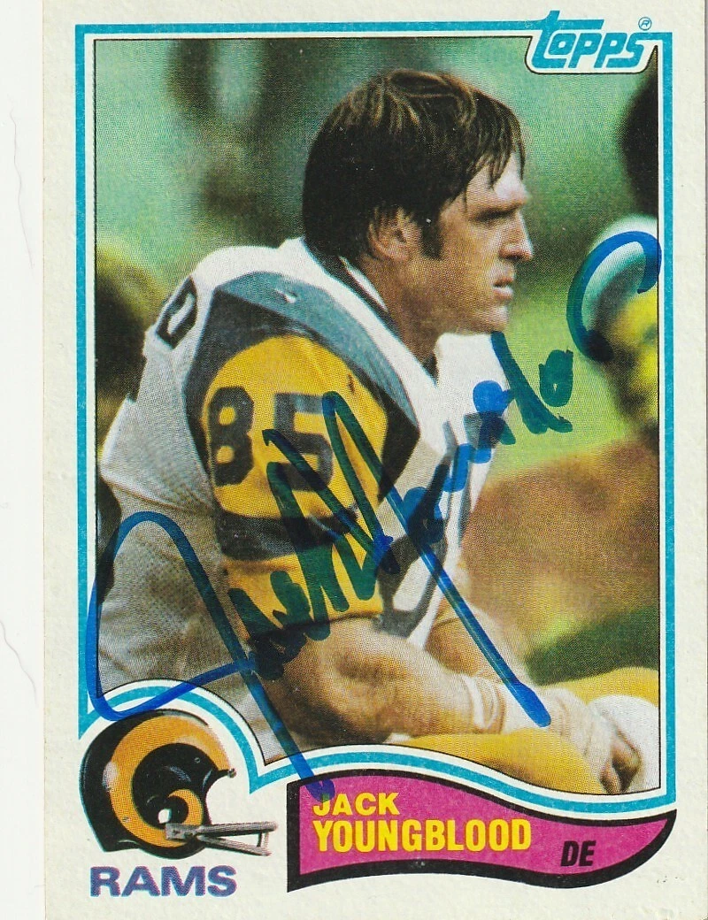 JACK YOUNGBLOOD LOS ANGELES RAMS  SIGNED 1982 TOPPS CARD #388