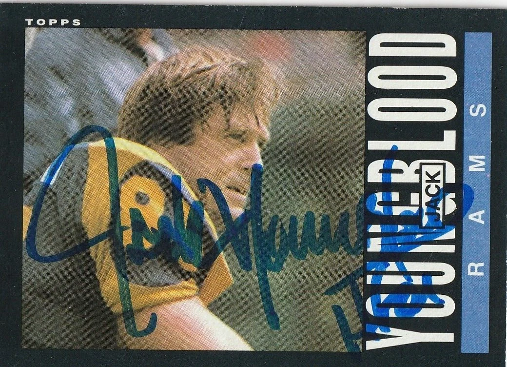 JACK YOUNGBLOOD LOS ANGELES RAMS  SIGNED 1985 TOPPS CARD #88