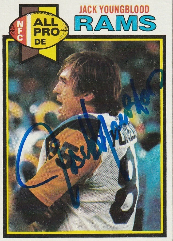 JACK YOUNGBLOOD LOS ANGELES RAMS  SIGNED 1979 TOPPS CARD #180
