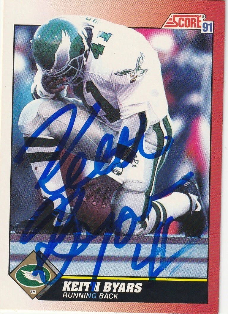 KEITH BYARS PHILADELPHIA EAGLES  SIGNED 1991 SCORE CARD #220