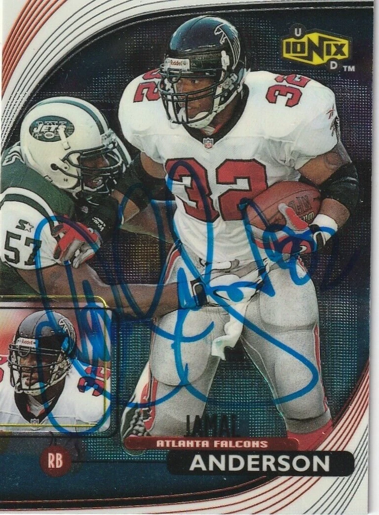 JAMAL ANDERSON ATLANTA FALCONS  SIGNED 1999 UPPER DECK NIX CARD #3
