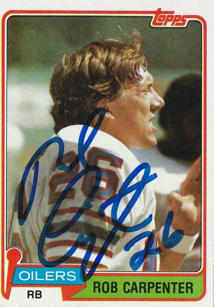ROB CARPENTER HOUSTON OILERS  SIGNED 1981 TOPPS ROOKIE CARD #231
